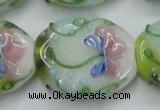 CLG803 15.5 inches 22*28mm oval lampwork glass beads wholesale