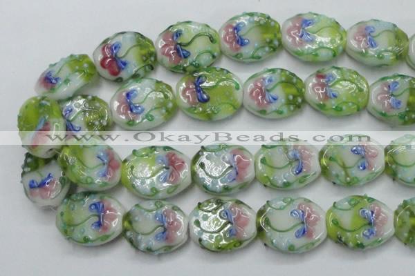 CLG803 15.5 inches 22*28mm oval lampwork glass beads wholesale