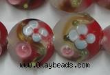 CLG812 15.5 inches 18mm flat round lampwork glass beads wholesale