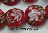 CLG815 15.5 inches 18mm flat round lampwork glass beads wholesale