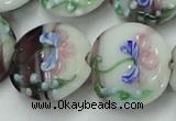 CLG820 15.5 inches 20mm flat round lampwork glass beads wholesale