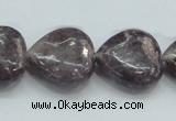 CLI03 15.5 inches 20*20mm heart natural lilac jasper beads wholesale