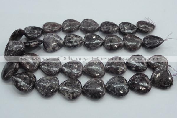 CLI04 15.5 inches 25*25mm heart natural lilac jasper beads wholesale