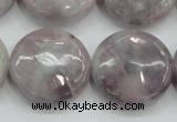 CLI57 15.5 inches 25mm flat round natural lilac jasper beads wholesale