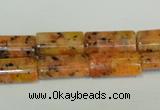 CLJ301 15.5 inches 8*16mm flat tube dyed sesame jasper beads wholesale