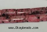 CLJ302 15.5 inches 8*16mm flat tube dyed sesame jasper beads wholesale