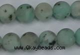 CLJ413 15.5 inches 10mm round matte sesame jasper beads wholesale