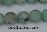 CLJ415 15.5 inches 14mm round matte sesame jasper beads wholesale