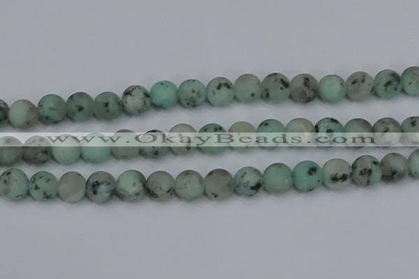 CLJ415 15.5 inches 14mm round matte sesame jasper beads wholesale