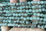 CLJ430 15.5 inches 6mm faceted round sesame jasper beads