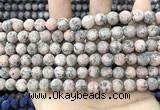 CLJ581 15 inches 8mm round matte sesame jasper beads