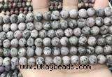 CLJ583 15 inches 8mm round matte sesame jasper beads