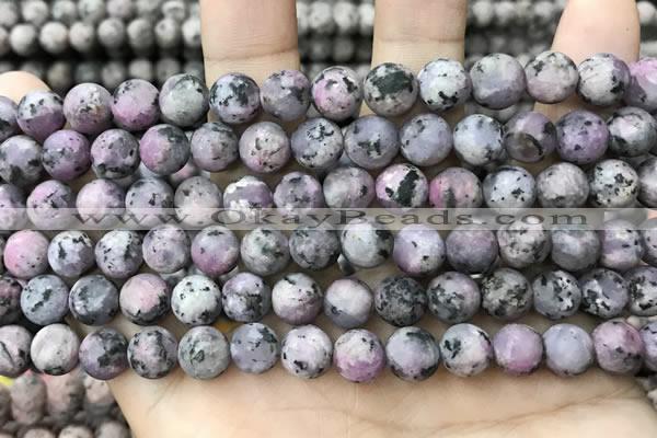 CLJ585 15 inches 8mm round matte sesame jasper beads