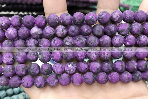 CLJ589 15 inches 8mm round matte sesame jasper beads