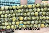 CLJ592 15 inches 8mm round matte sesame jasper beads