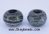 CLO25 19*30mm rondelle loose green silver line jasper beads wholesale