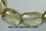 CLQ05 faceted freeform brick natural lemon quartz beads