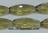 CLQ14 15.5 inches 12*30mm faceted rice natural lemon quartz beads