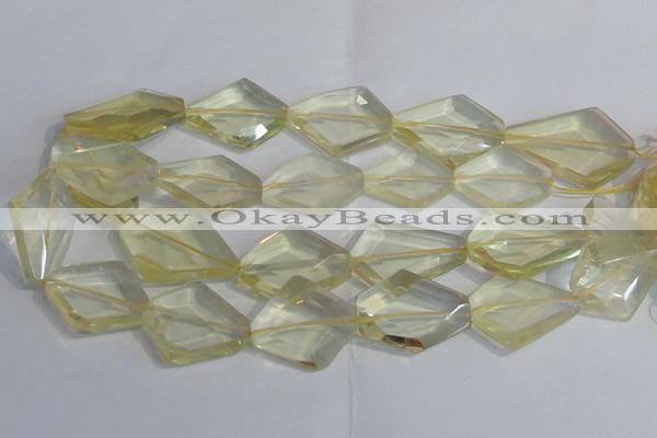 CLQ265 15.5 inches 20*25mm - 30*35mm faceted freeform lemon quartz beads