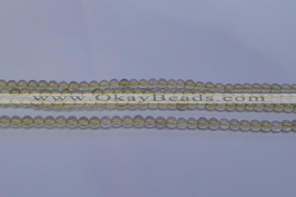 CLQ350 15 inches 4mm round natural lemon quartz beads wholesale