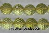 CLQ58 15.5 inches 12mm faceted round natural lemon quartz beads