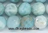 CLR120 15.5 inches 9mm faceted round larimar gemstone beads