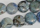 CLR211 15.5 inches 16mm flat round larimar gemstone beads