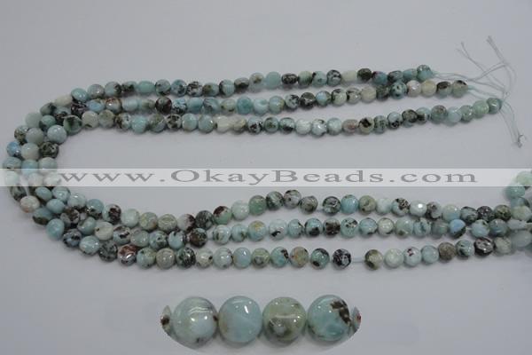 CLR34 15.5 inches 7mm flat round natural larimar gemstone beads