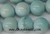 CLR355 15.5 inches 14mm round dyed larimar gemstone beads