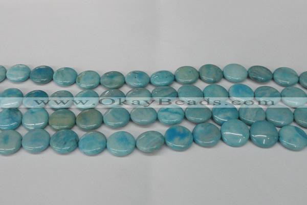 CLR362 15.5 inches 14mm flat round dyed larimar gemstone beads