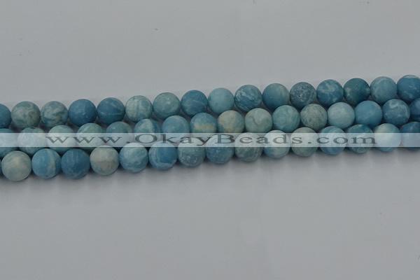 CLR613 15.5 inches 10mm round matte imitation larimar beads