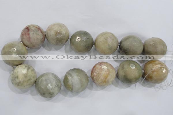 CLS04 15.5 inches 30mm faceted round large fossil coral beads