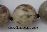 CLS08 15.5 inches 30mm faceted round large chrysanthemum agate beads