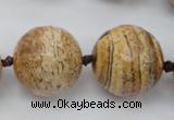 CLS101 15.5 inches 25mm faceted round large picture jasper beads