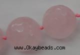 CLS103 15.5 inches 25mm faceted round large rose quartz beads