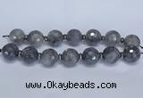 CLS301 7.5 inches 25mm faceted round large cloudy quartz beads