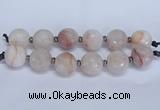 CLS350 7.5 inches 30mm faceted round large pink quartz beads