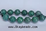 CLS352 7.5 inches 30mm faceted round large green picture jasper beads