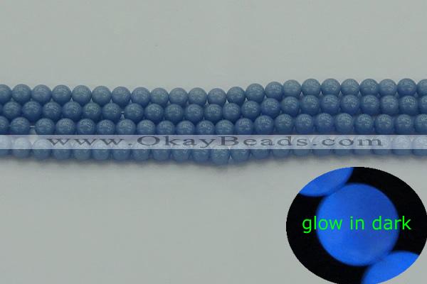 CLU101 15.5 inches 6mm round blue luminous stone beads