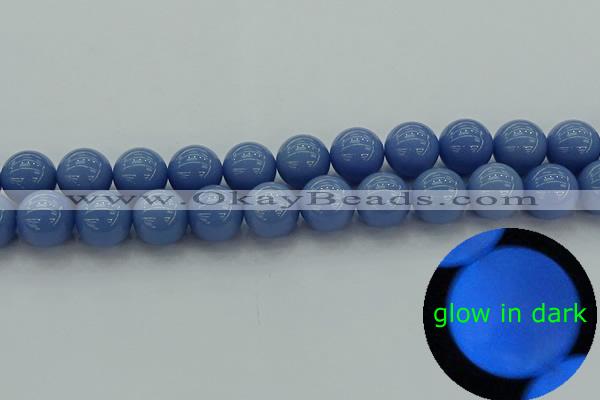 CLU105 15.5 inches 14mm round blue luminous stone beads