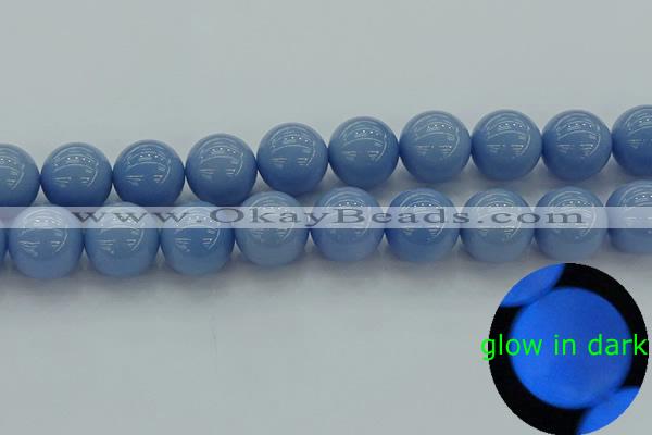 CLU108 15.5 inches 20mm round blue luminous stone beads