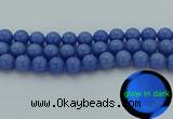 CLU115 15.5 inches 14mm round blue luminous stone beads