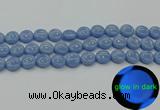 CLU132 15.5 inches 12mm flat round blue luminous stone beads