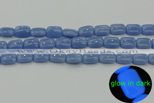 CLU161 15.5 inches 10*14mm rectangle blue luminous stone beads