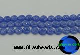 CLU172 15.5 inches 12mm flat round blue luminous stone beads