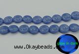 CLU175 15.5 inches 18mm flat round blue luminous stone beads