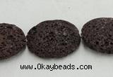 CLV210 15.5 inches 40*50mm oval coffee natural lava beads wholesale