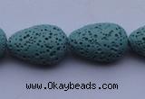 CLV24 15.5 inches 13*19mm teardrop blue natural lava beads wholesale