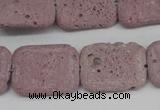 CLV301 15.5 inches 15*20mm rectangle lava beads wholesale