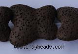 CLV34 15 inches 26*28mm butterfly-shaped chocolate natural lava beads